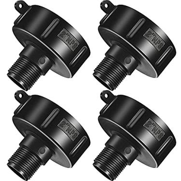 Imagem de Zonon 275 330 galões IBC Tote Fittings IBC Tote Tanque Adaptador de Drenagem Tanque de Água 5 cm Rosca Fina 2 Npt x Adaptador de Mangueira de Jardim Macho para Mangueira Grossa (4 Peças)