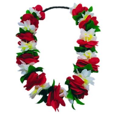 Imagem de Colar Havaiano Tecido Flores Carnaval - Festas e Fantasias