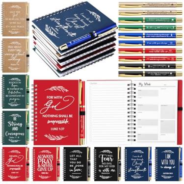 Imagem de Spakon 10 conjuntos de presentes cristãos religiosos de Páscoa para mulheres, a granel com diários de oração, bloco de notas espiral, agenda de igreja, caderno, bíblia, caneta esferográfica, festa de