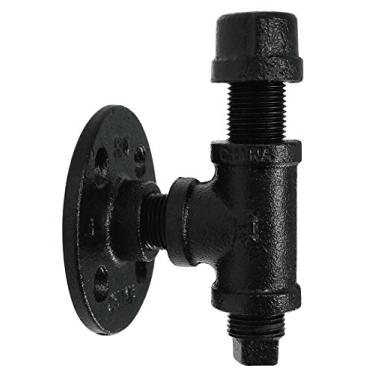 Imagem de Kit de roupão e toalha de gancho único da Pipe Decor Estilo DIY resistente, tubo de ferro industrial rústico e chique com acabamento preto galvanizado, montado na parede, ferragens de montagem