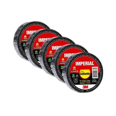 Imagem de Kit 5 Fitas Isolante Preta Imperial 18mmx20m