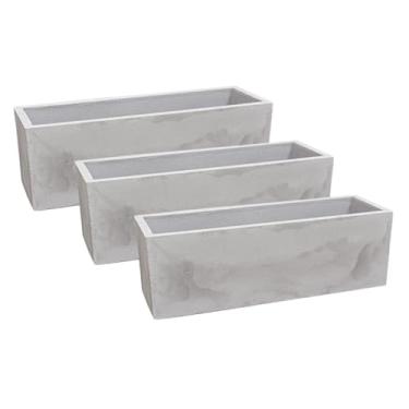 Imagem de Kit 3 Vasos Para Plantas Jardineira Cachepot Floreira 67cm Flat Polietileno Decoração (Cimento Queimado)