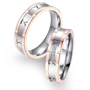 Imagem de Adreamz Anéis de compromisso combinando His Queen Her King para casais, alianças de casamento, coroa a laser e zircônia cúbica, rainha e rei, anéis de casamento dele e dela para casais, Aço inoxidável, Sem pedra preciosa