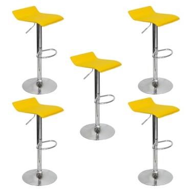 Imagem de Kit 5 Banquetas Toquio Wave Enzo Belo Horizonte Recouro Giratória com Regulagem Amarelo - Lianto Decor