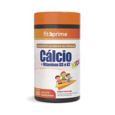 Imagem de Cálcio Com Vitaminas D3 K2 Kids 60 Cápsulas Mastigáveis Sabor Morango 