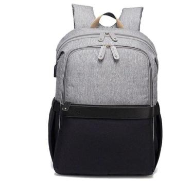Imagem de Bolsa Mochila Maternidade Donna Laço Bebê LB Alexa Strap de Couro Cinz