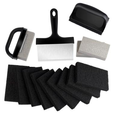 Imagem de MOWOT Kit de limpeza de chapa Blackstone, 16 peças, tijolos de pedra de limpeza de grelha resistente com alça, almofadas de limpeza de grelha com alça e raspador de grelha de 15 cm, conjunto de