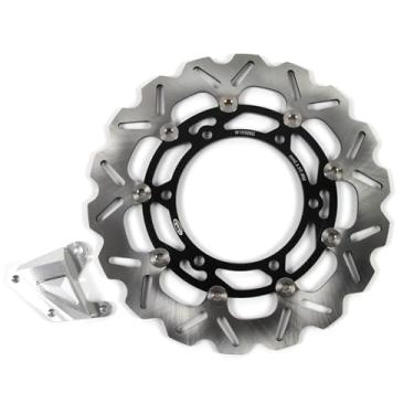 Imagem de 1 peça de rotor de disco de freio dianteiro flutuante grande compatível com Kawasaki Ninja 250R EX250J 2008-2012, peças de acessórios de motocicleta preta