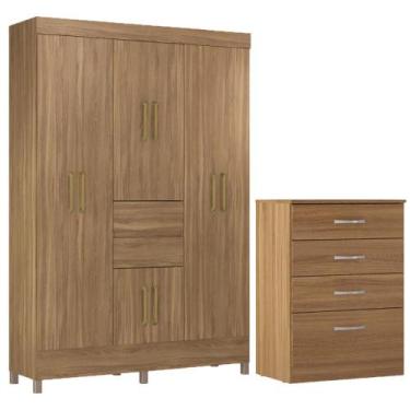 Imagem de Kit Guarda Roupa Casal 8 Portas Munique Cômoda Astral - Demóbile, Amên