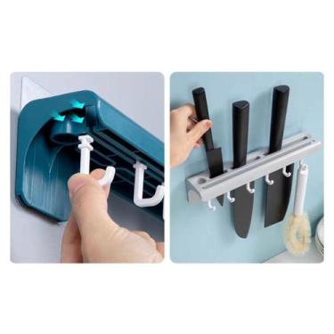 Imagem de Suporte Cozinha Porta Talheres Faqueiro 6 Ganchos Cinza - shop mix
