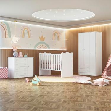 Imagem de Quarto de Bebê Doce Sonho Completo com Cômoda Sapateira Qmovi Branco