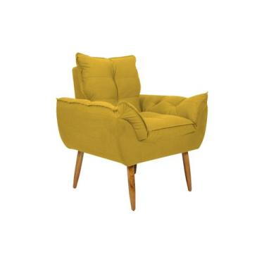 Imagem de Poltrona Decorativa Opala Suede Azul - Golden Moveis, Amarelo