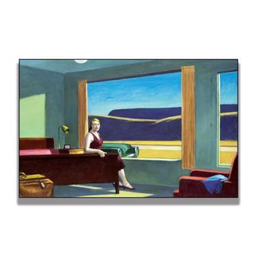 Imagem de OKRA Arte de parede em tela Edward Hopper - Impressão de motel ocidental - Pintura a óleo realista - Pintura impressionista - Decoração de cozinha - Decoração de quarto de meninos - Sem moldura/30 x