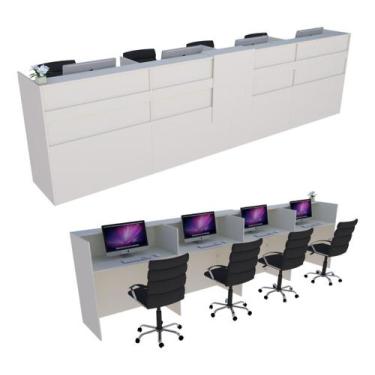 Imagem de Balcão Caixa 480cm Branco - Linha Premium - Modelo 1.1 - Marcenaria On