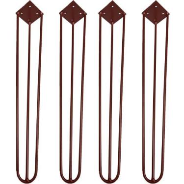 Imagem de Kit 04 Pés de Ferro Aço Hairpin Legs 60 cm Bronze A01 Sofá Móveis Mesa