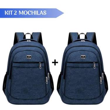 Imagem de Kit 2 Mochilas Bolsa Viagem Resistente Coreana Masculina Feminina - Co