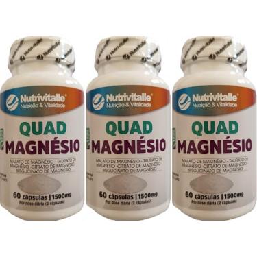 Imagem de QUAD MAGNÉSIO Malato + Taurato + Citrato + Bisglicinato Nutrivitalle Kit 3 Unidades