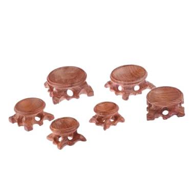 Imagem de menolana 6x Stand de exibição de madeira, ornimento de ovo Ornamento, artesanato, pequena esfera de esfera do globo Base de ovo para decoração de