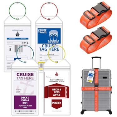 Imagem de Suporte de etiqueta de bagagem de cruzeiro transparente à prova d'água e alça de bagagem para carnaval, MSC, Costa, NCL e navios de cruzeiro, essencial para viagens de navio de cruzeiro para 2024-2025