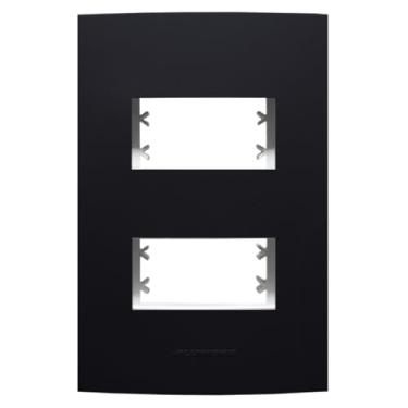 Imagem de Placa 4X2 com Suporte Para 2 Módulos Distanciados Preto Ébano Inova Pro Class Alumbra