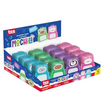 Imagem de Apontador Com Depósito e Borracha Tris Mochila Display 16 Unidades