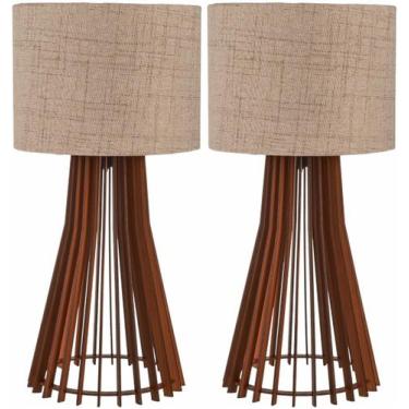 Imagem de Kit 2 Abajur Rústico De Madeira Para Decorar Quarto, Sala De Estar - t