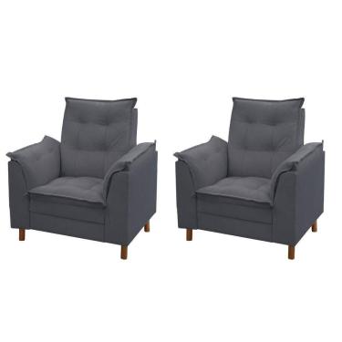 Imagem de Kit 02 Poltronas Isa Escritório Consultório Recepção Suede Cinza - Mabe Magazine