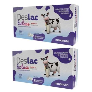 Imagem de Kit 2 und Deslac Lactase 10.000 FCC Mastigavel 8 cpr - Maxinutri