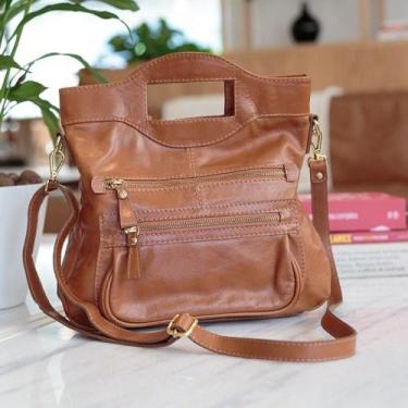 Imagem de Bolsa FemininaTransversal Verônica em Couro Legitimo Caramelo - Betani