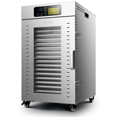 Imagem de Desidratador de Alimentos em Aço Inoxidável com 18 Bandejas, Temporizador Ajustável e Controle de Temperatura, 110V 1500W, Septree, Prata