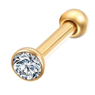 Imagem de LOMISS Brinco Piercing Helix Conch Piercing Microbell Titânio Pvd Zircônia 0,8x(6;8) x(1,5;1.75;2mm) (Dourado, 0.8x8x1.75)