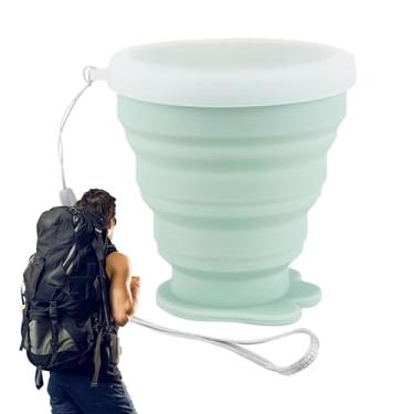 Imagem de Copo dobrável de silicone, copo retrátil | Cup de silicone dobrável portátil de 200 ml com tampa de pata de gato,Drinkware reutilizável, garrafa de água potável para viajar ao ar livre