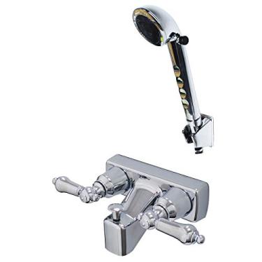 Imagem de Laguna Brass 3211CP/4120CP RV/Motorhome, substituição de válvula de banheira de dois cabos não metálico com conjunto de chuveiro de mão combinando, acabamento cromado