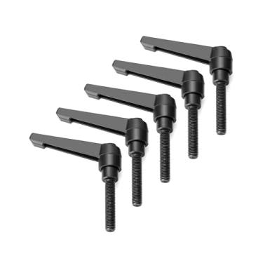 Imagem de QWORK Alavanca de aperto ajustável M8 x 40 mm - pacote com 5, alças ergonômicas de liga de zinco com parafusos roscados machos de aço, para tornos, marcenaria, equipamento industrial