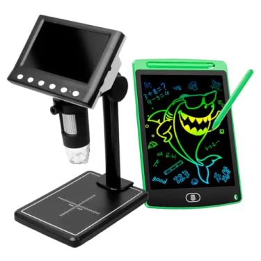 Imagem de Microscópio Digital USB Lupa com Zoom 1000x com Tela LCD de 5 Polegadas e Lousa Mágica LED Digital 1 Cabo Micro USB 1 Haste de Fixação 1 Base 1 CD de software Premium