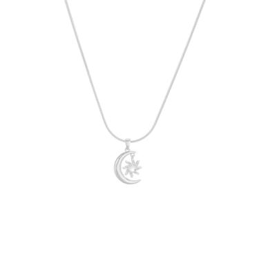 Imagem de KONPJE Colar fidget de girassol para mulheres, colar de lua dourada, colar de coração giratório, colar de girassol, colar de lua crescente, colar de ansiedade, acessórios de joias, Large, Zinco, Sem