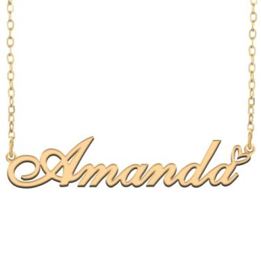 Imagem de A168A Colar de nome personalizado personalizado personalizado colar de nome banhado para mãe filha amizade feminino dia dos namorados aniversário de Natal ano novo, Metal, Sem pedras preciosas