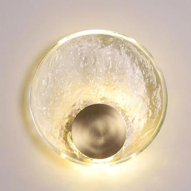 Imagem de Arandela de cristal redonda, iluminação de arandela, luminária de parede de latão, arandelas de LED com fio, arandelas de parede para sala de estar, arandelas de parede para quarto, 5W 3000,