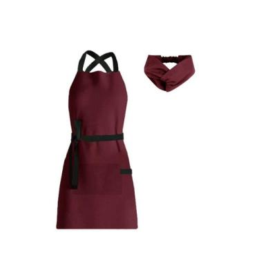 Imagem de Avental e Faixa de Cabelo Vinho Chef Cozinha Bistro Bar - CASACHA