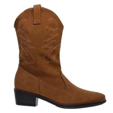 Imagem de Bota Texana Cano Curto Feminina Piccadilly 66106-3 Caramelo-Feminino
