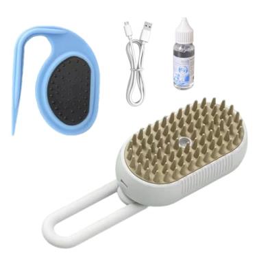 Imagem de Spray de cães pente, escova de estimação com vapor | Pente a vapor para CAT portátil,Massageadores de silicone recarregáveis ​​USB com loção e alça, suprimentos multifuncionais de derramamento para ca