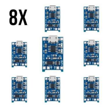 Imagem de Lote 8 Tp4056 Carregado De Bateria 5v 1a 18650 Micro Usb - Comprei Onl
