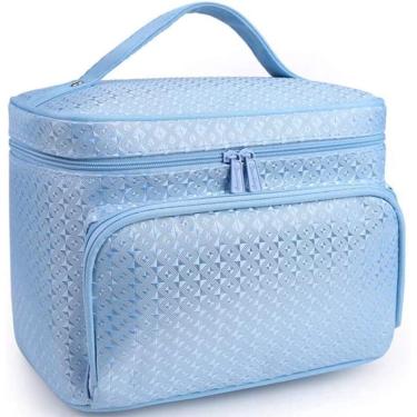 Imagem de Bolsa de maquiagem para mulheres meninas Bolsas de cosméticos com suporte de escova Bolsa de lavagem de higiene pessoal de viagem Bolsa organizadora d