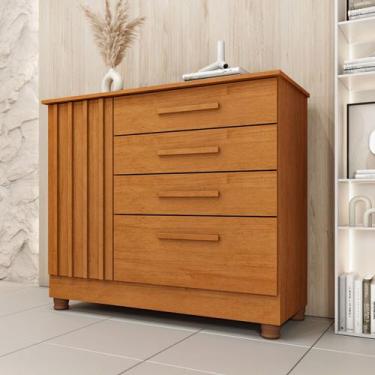 Imagem de Cômoda Guarani 1 Porta 4 Gavetas Ripado 31299 Cinamomo - Tcil Móveis, 