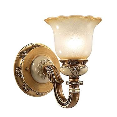 Imagem de HOSETEON Aplique de parede, aplique antigo com abajur de vidro de estilo europeu, acessório de interior em V, montagem embutida srg Roomoom Hotel Villa Detective Wall Lights