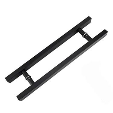 Imagem de Maçaneta de porta de vidro de tubo quadrado de aço inoxidável preto / maçaneta de porta Push-Pull de porta para casa / escritório - 9 tamanhos/1000 X 800 mm