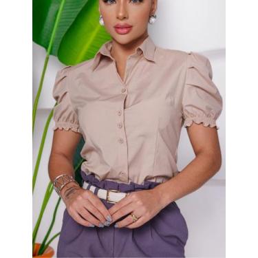 Imagem de Camisa Feminina Social Elegante Manga Curta Bufante Princesa - NS NAND