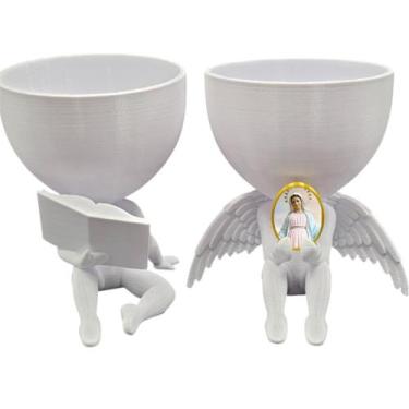 Imagem de Kit Decoração Rainha da Paz Anjinho + Lendo Biblia Especial - Point da