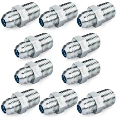 Imagem de Acessórios adaptadores de mangueira hidráulica reta, 2404-04-04 1/10.2 cm macho JIC (7/40.6 cm-20 thread) x 1/10.2 cm macho (1/10.2 cm-18NPTF) SAE conectores x pacote com 10