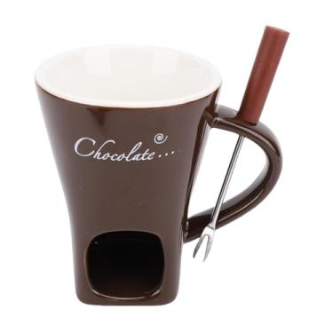 Imagem de Caneca de Fondue de Chocolate Com Garfo, Xícara de Derretimento de Chocolate Em Cerâmica, Panela de Fondue para Chocolate, Queijo, Doces, Mini Xícaras de Fondue de Chocolate (Café)